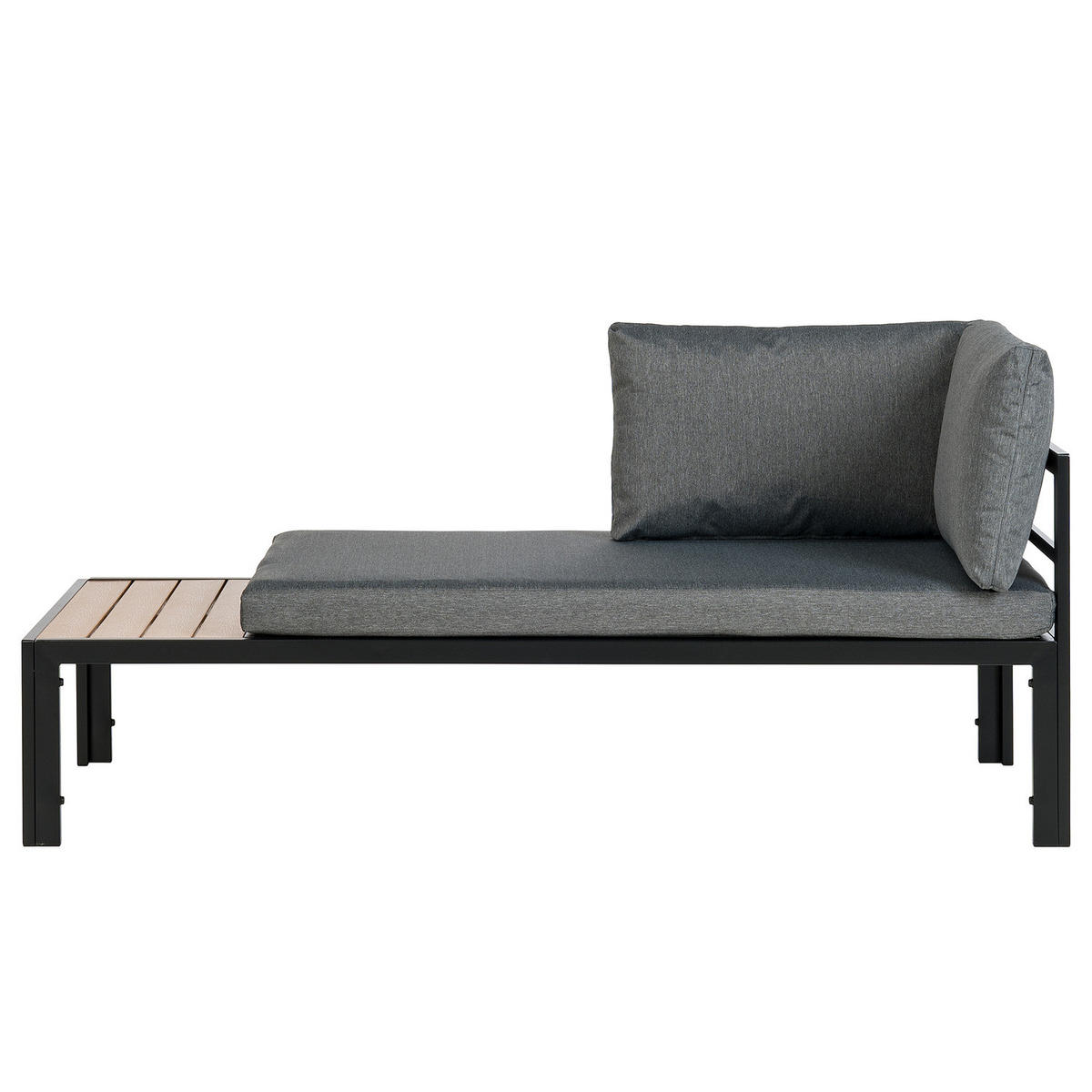 LOUNGESET - Polywood / Polyester - Grau - 2-teilig - Anthrazit/Braun, Holzwerkstoff/Textil - home24