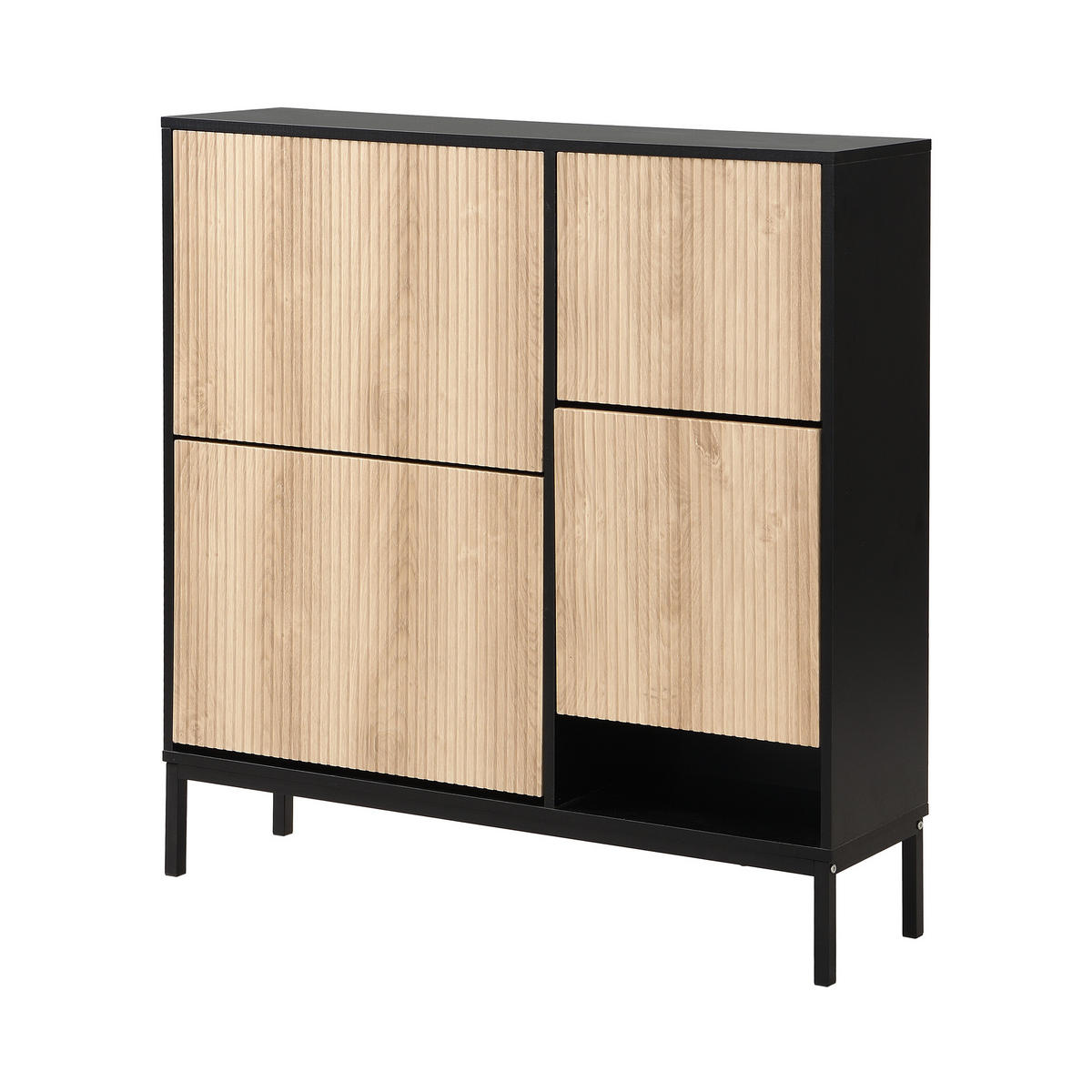 SCHUHSCHRANK Schwarz und Natur 100/25/100 cm - Schwarz, Holzwerkstoff (100/100/25cm) - PANGIVO