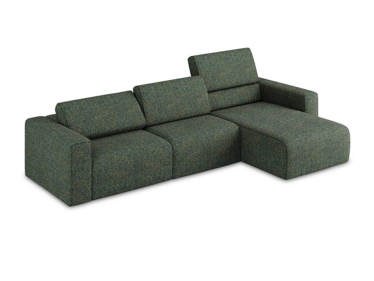 ECKSOFA rechts Strukturstoff Stoff Grün - Blau/Schwarz, Kunststoff/Textil (314/167cm) - Makamii