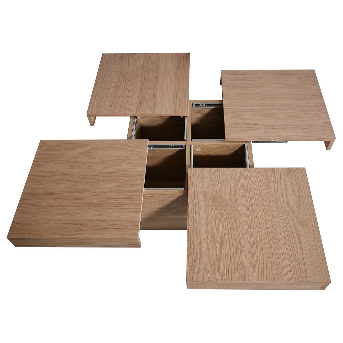 COUCHTISCH - Eiche teilmassiv - Eiche - Eichefarben, Eichenholz/Holz (90/90/30cm) - home24