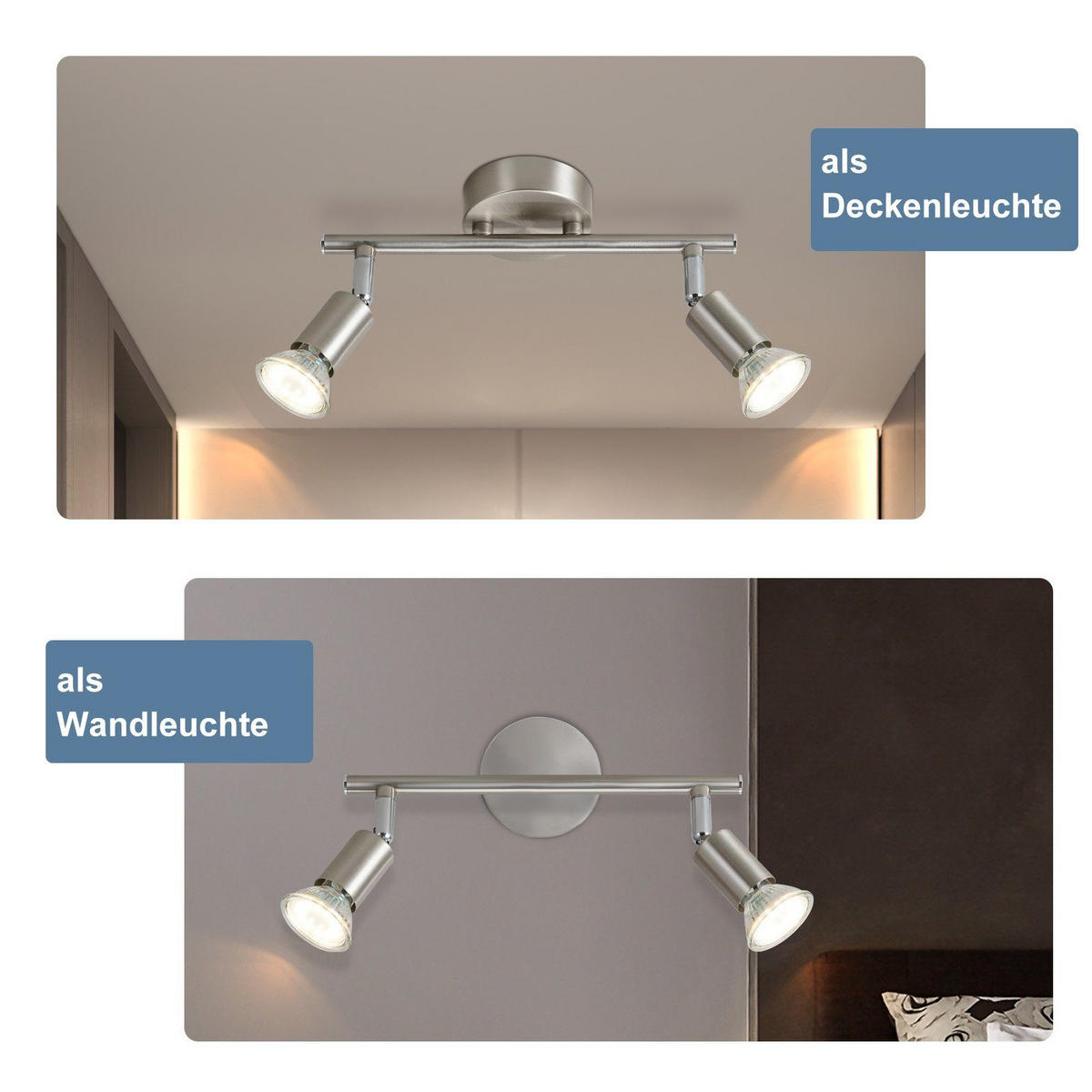 DECKENSTRAHLER Grüner 25/8/13cm - Silberfarben, Metall (25/8/13cm) - ZMH
