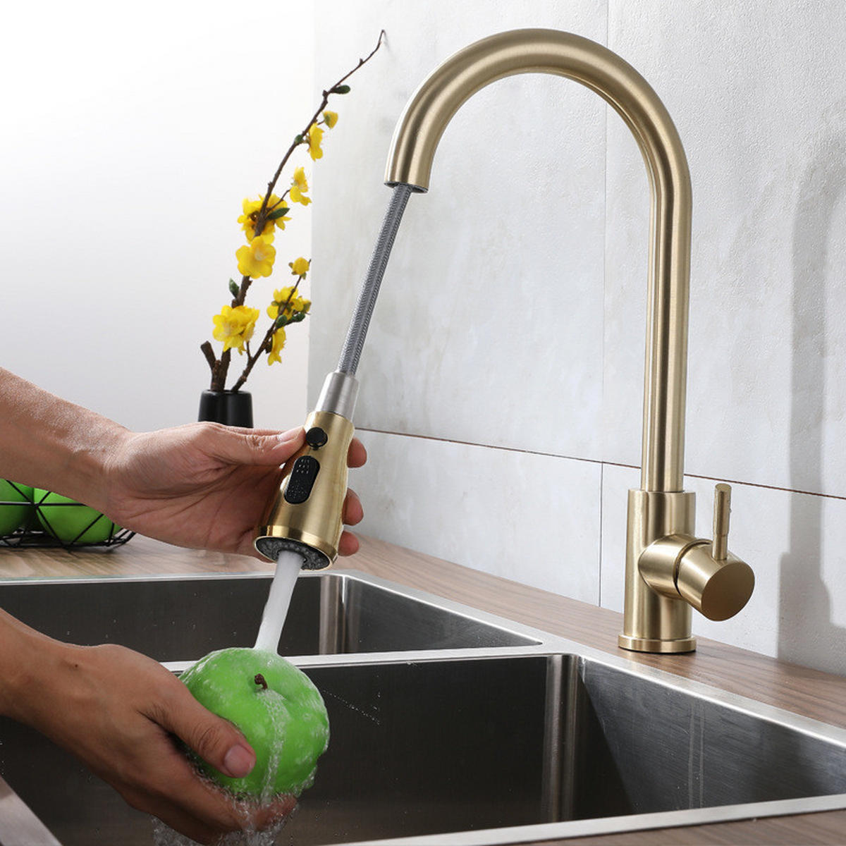 BADEZIMMERARMATUR, 38,5 cm hoch, gold - Goldfarben, Metall (51/6/24cm) - Vallsero