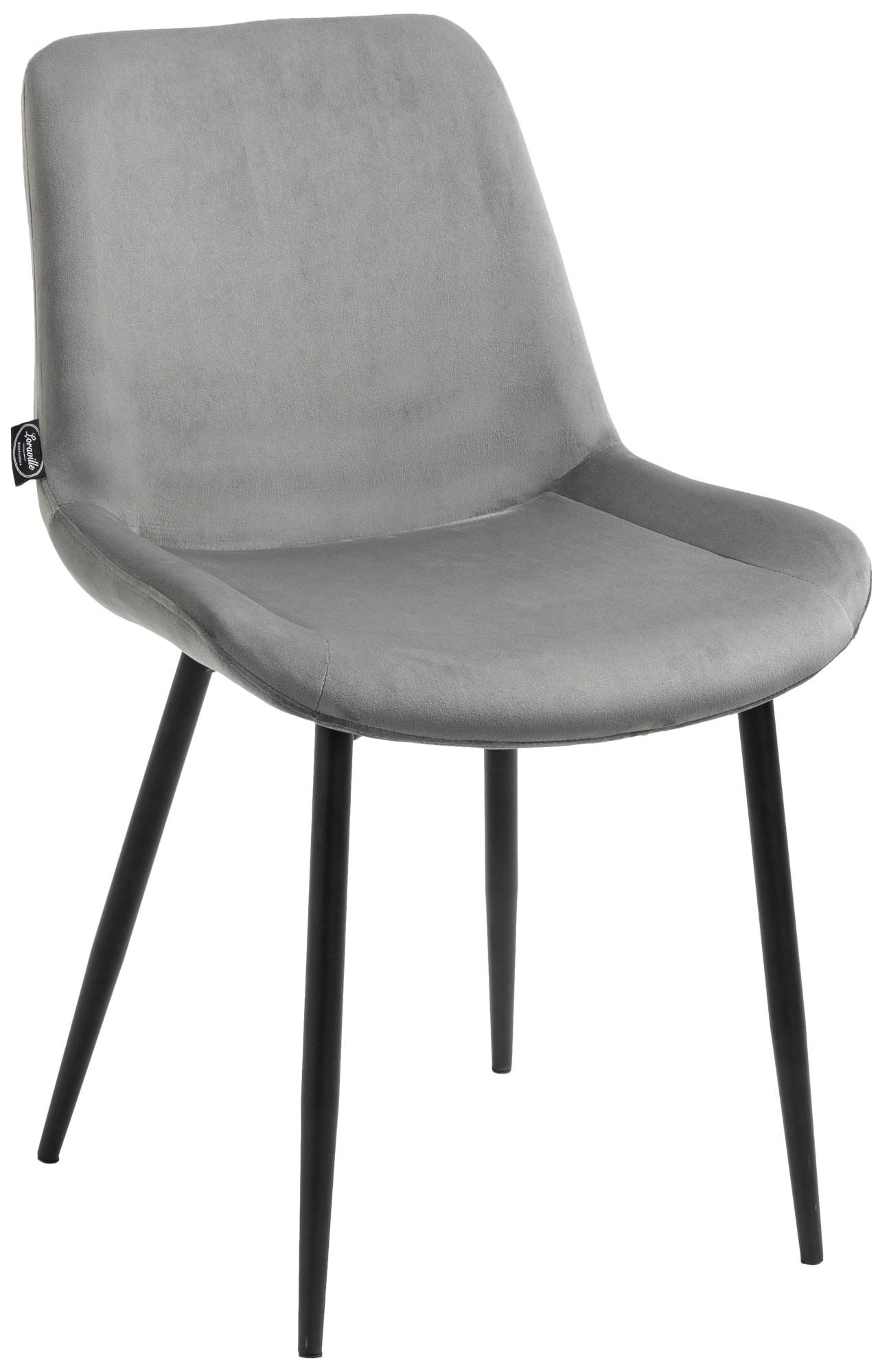 STUHL 2er Set Samt grau - Schwarz/Grau, Textil/Metall (51/80/60cm) - CLP
