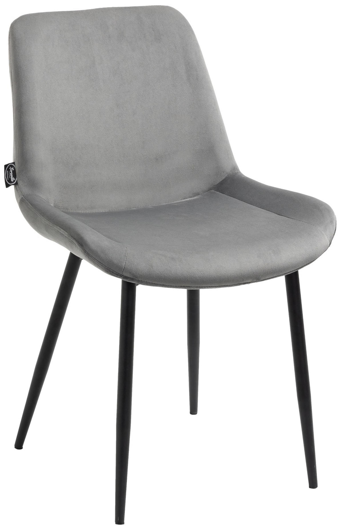 STUHL 2er Set Samt grau - Schwarz/Grau, Textil/Metall (51/80/60cm) - CLP