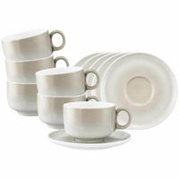 MILCHKAFFEETASSEN MIT UNTERTASSEN Sento Home Aura cream 350 ml 6er Set - Creme, Keramik (0.35L) - Seltmann Weiden