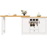 BARTISCH ausziehbar 120-180 cm MDF Natur/Weiß mit Stauraum - Weiß, Holzwerkstoff (40/76/180cm) - Meubliv