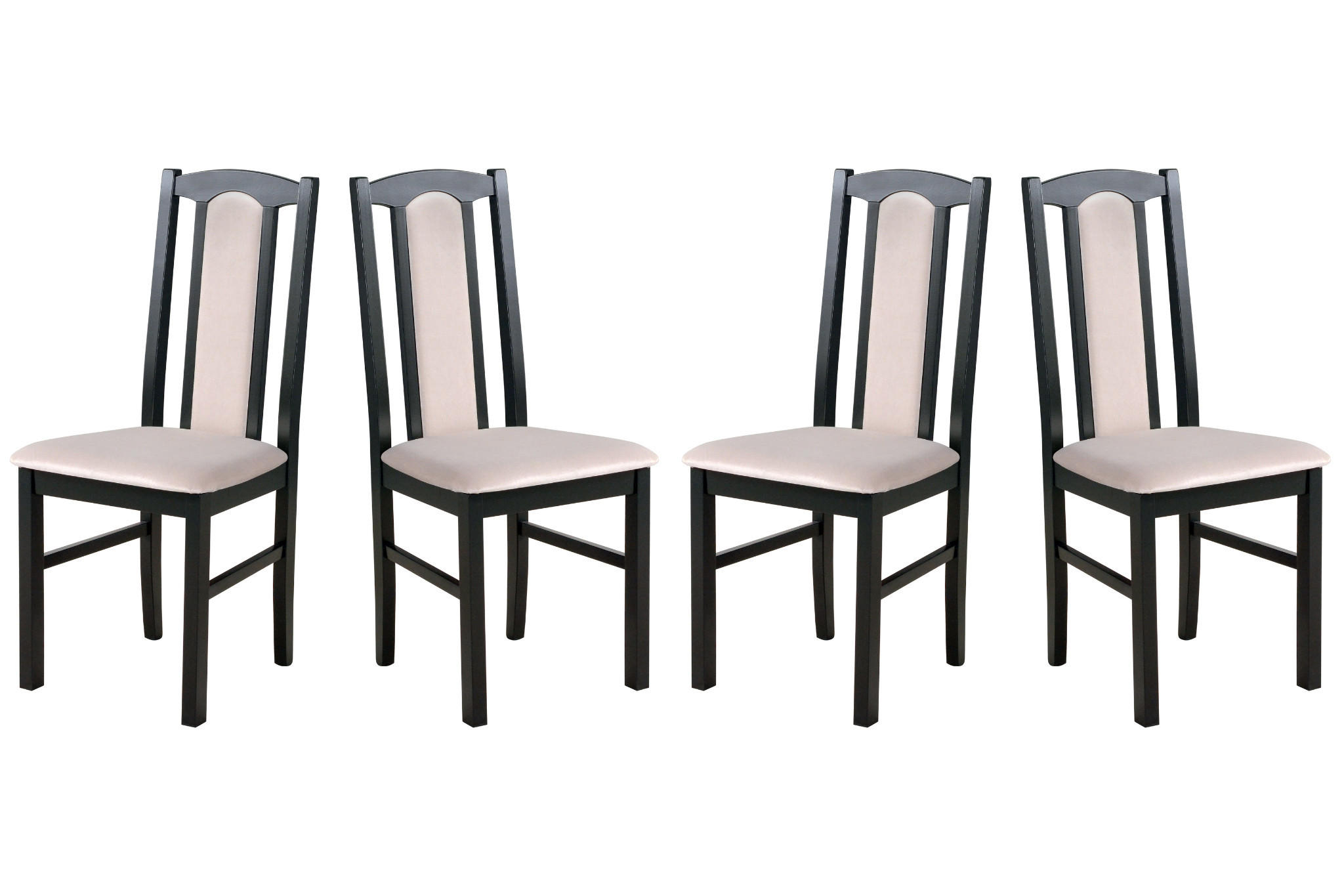 ESSZIMMERSTUHL - Set 4x Bos 7 Schwarz, paros 2 - Beige/Schwarz, Holz (43/96/40cm) - Leaf Design