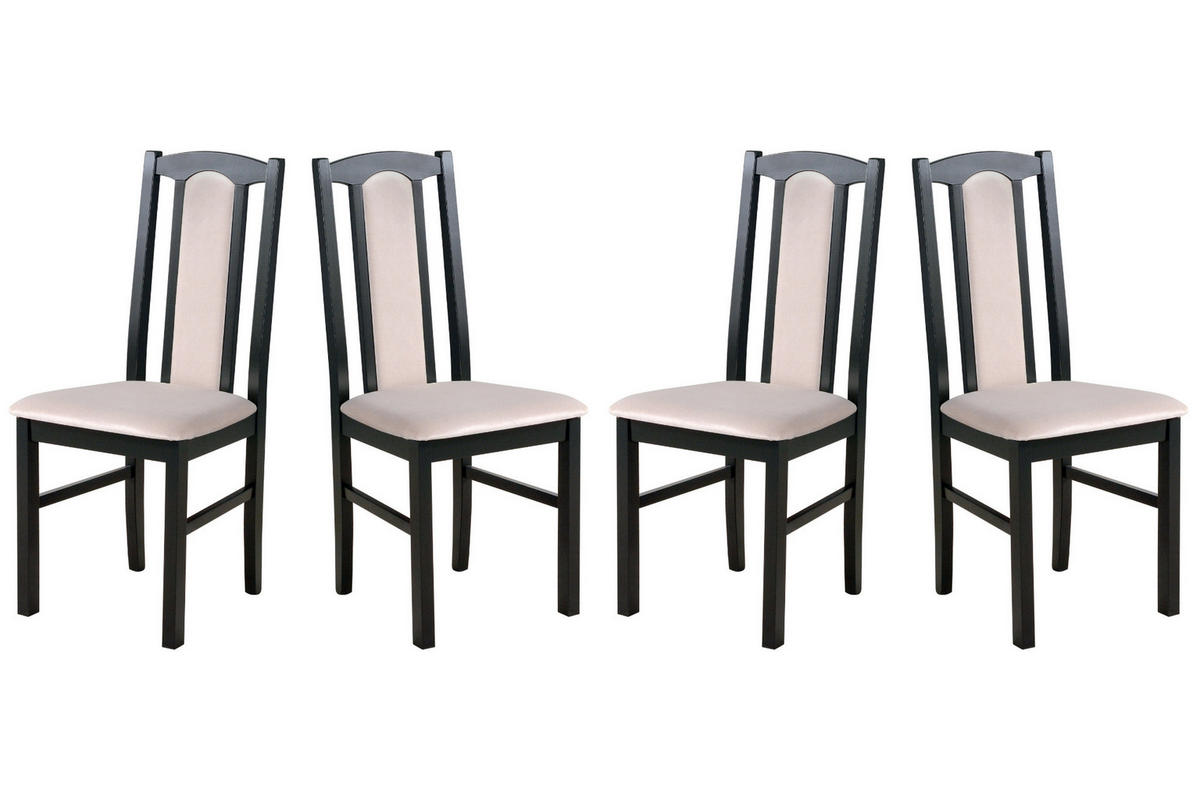 ESSZIMMERSTUHL - Set 4x Bos 7 Schwarz, paros 2 - Beige/Schwarz, Holz (43/96/40cm) - Leaf Design