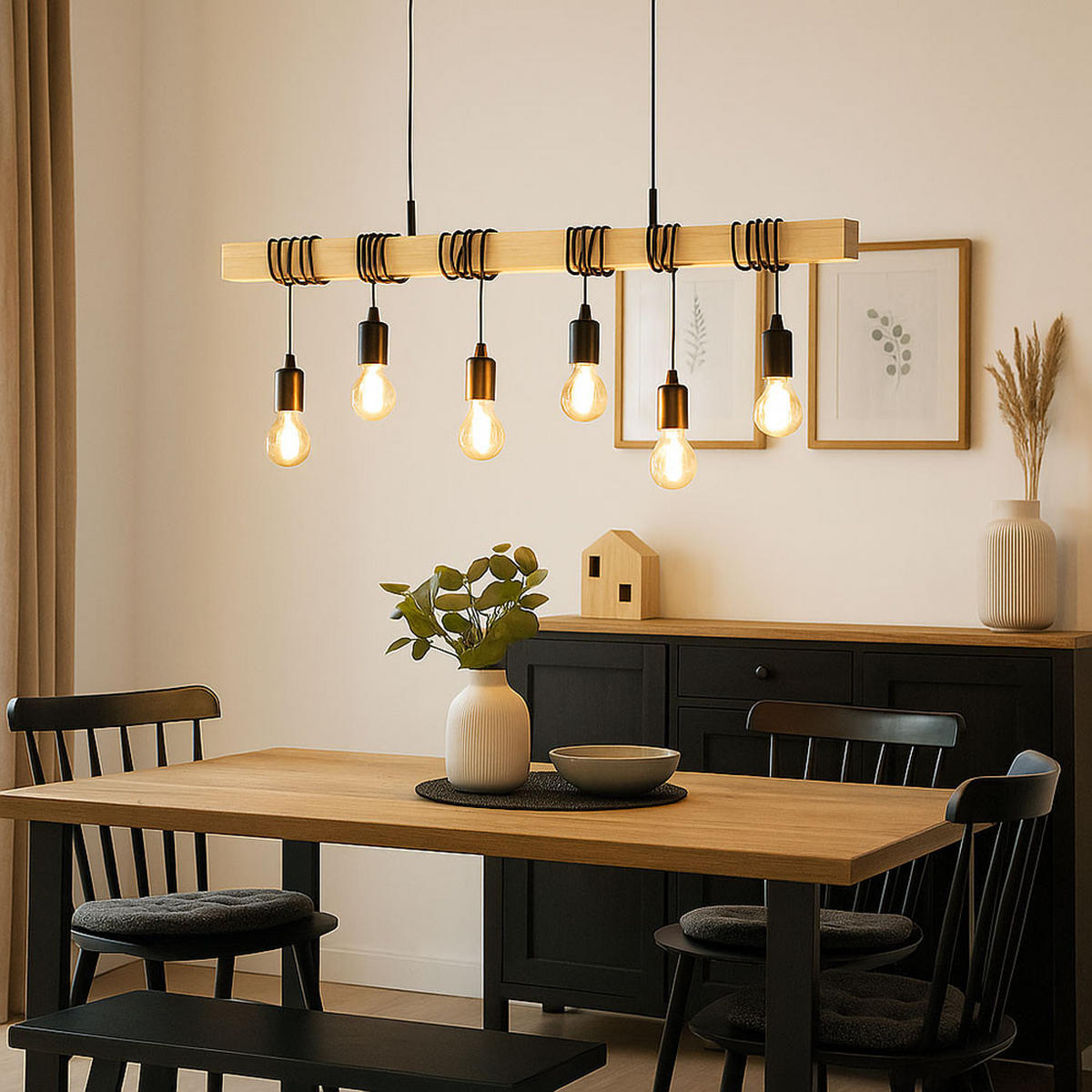 HÄNGELEUCHTE Holzbalken Eiche Braun - Braun, Holz (100/10/110cm)