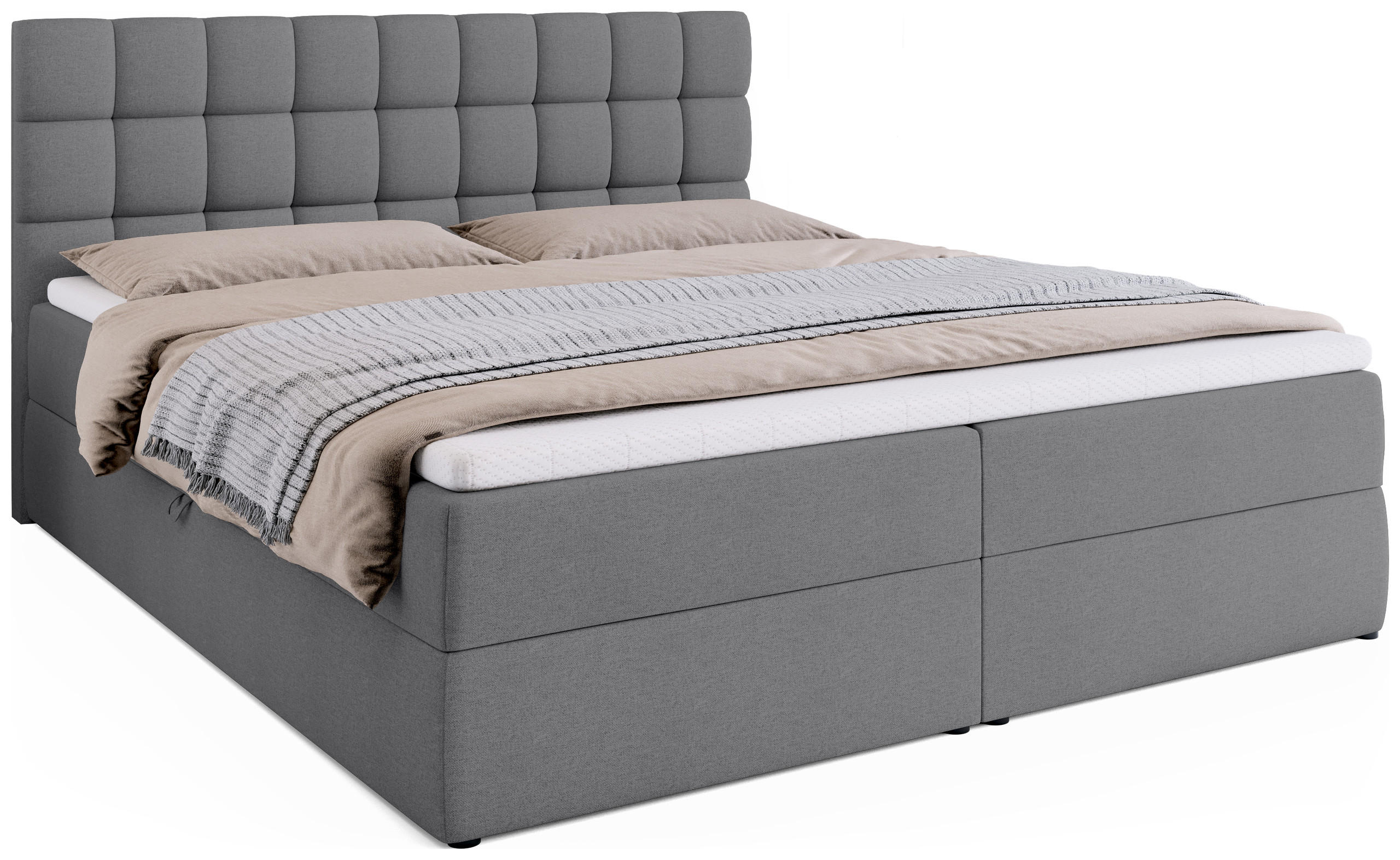 BOXBETT Dakota mit Topper 180/200 Hellgrau - Hellgrau, Textil (180/200cm) - Bromarkt