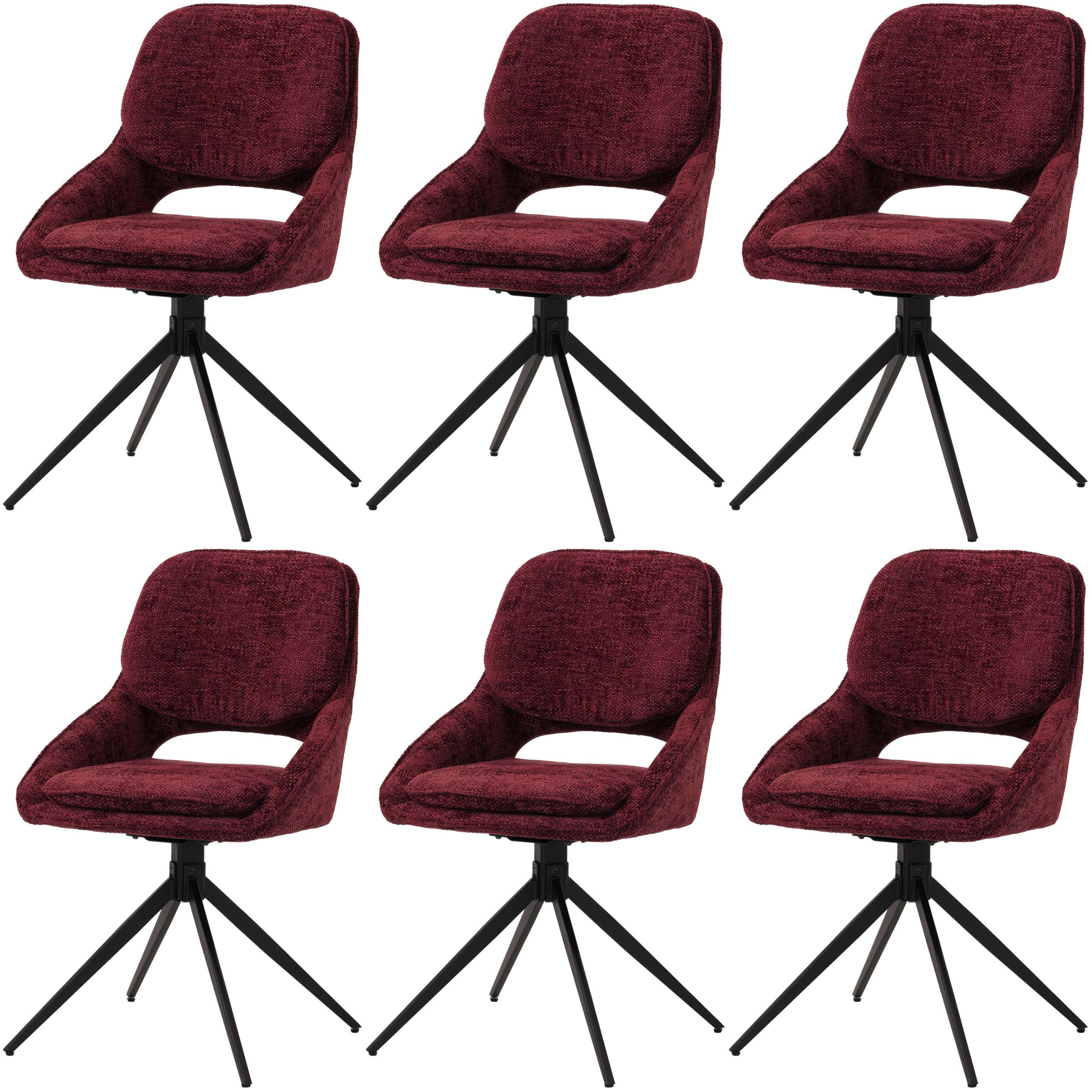 ESSZIMMERSTUHL Bordeaux 6er-Set - Bordeaux, Textil (55/87/55cm) - MCW
