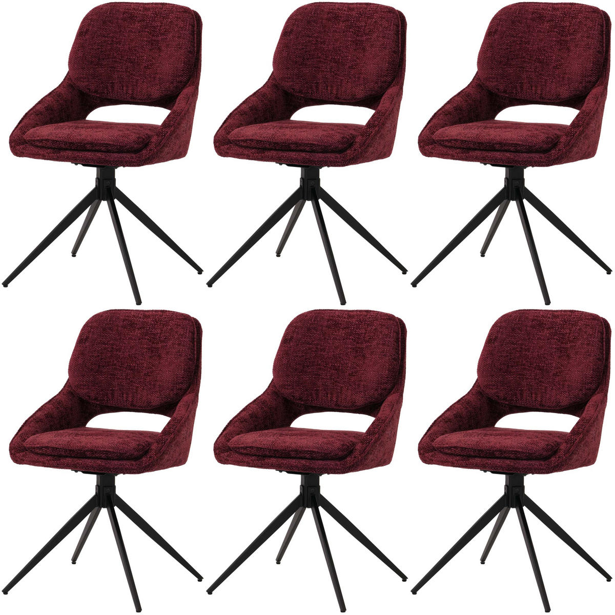 ESSZIMMERSTUHL Bordeaux 6er-Set - Bordeaux, Textil (55/87/55cm) - MCW