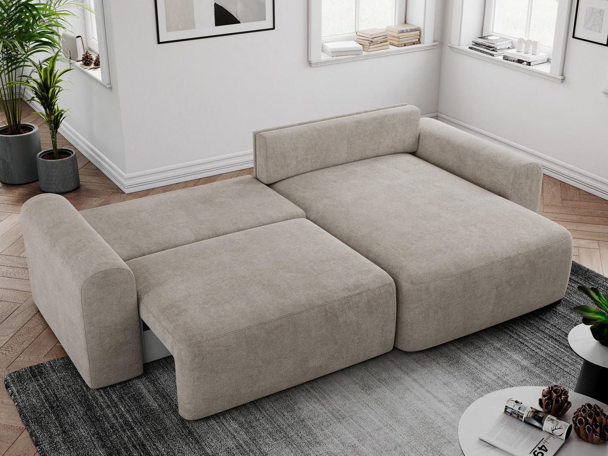 ECKSOFA NELSON Beige Struktur - Beige/Schwarz, Kunststoff/Textil (274/152cm) - MKS