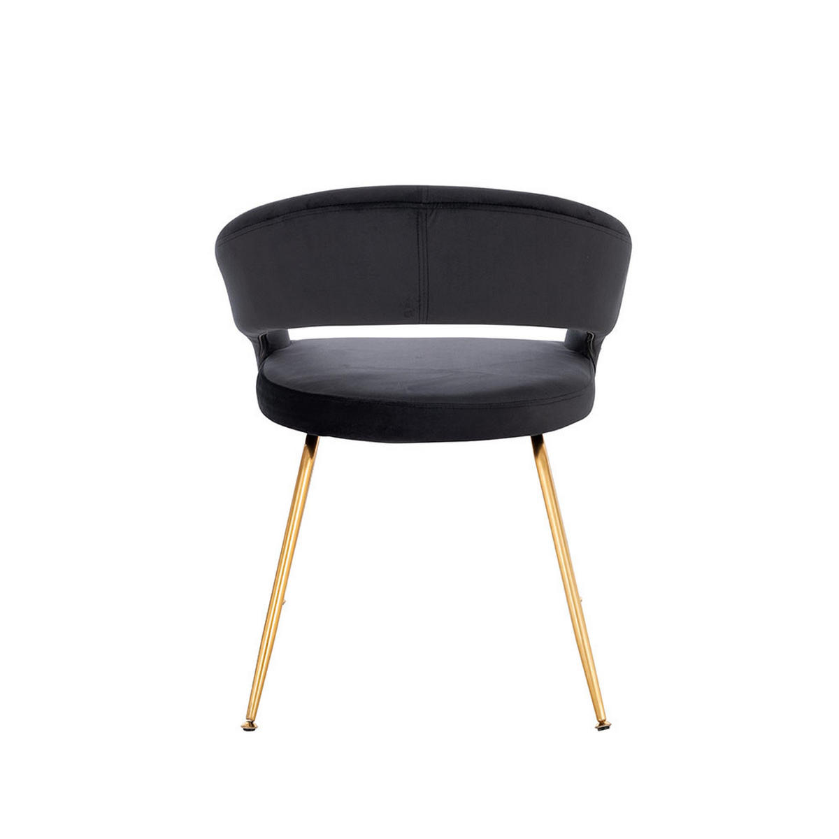 ESSZIMMERSTUHL LYRIC - Menge: 2, Farbe: Samt Schwarz - Schwarz/Altrosa, Textil/Metall (75/61/57cm) - Home Deluxe