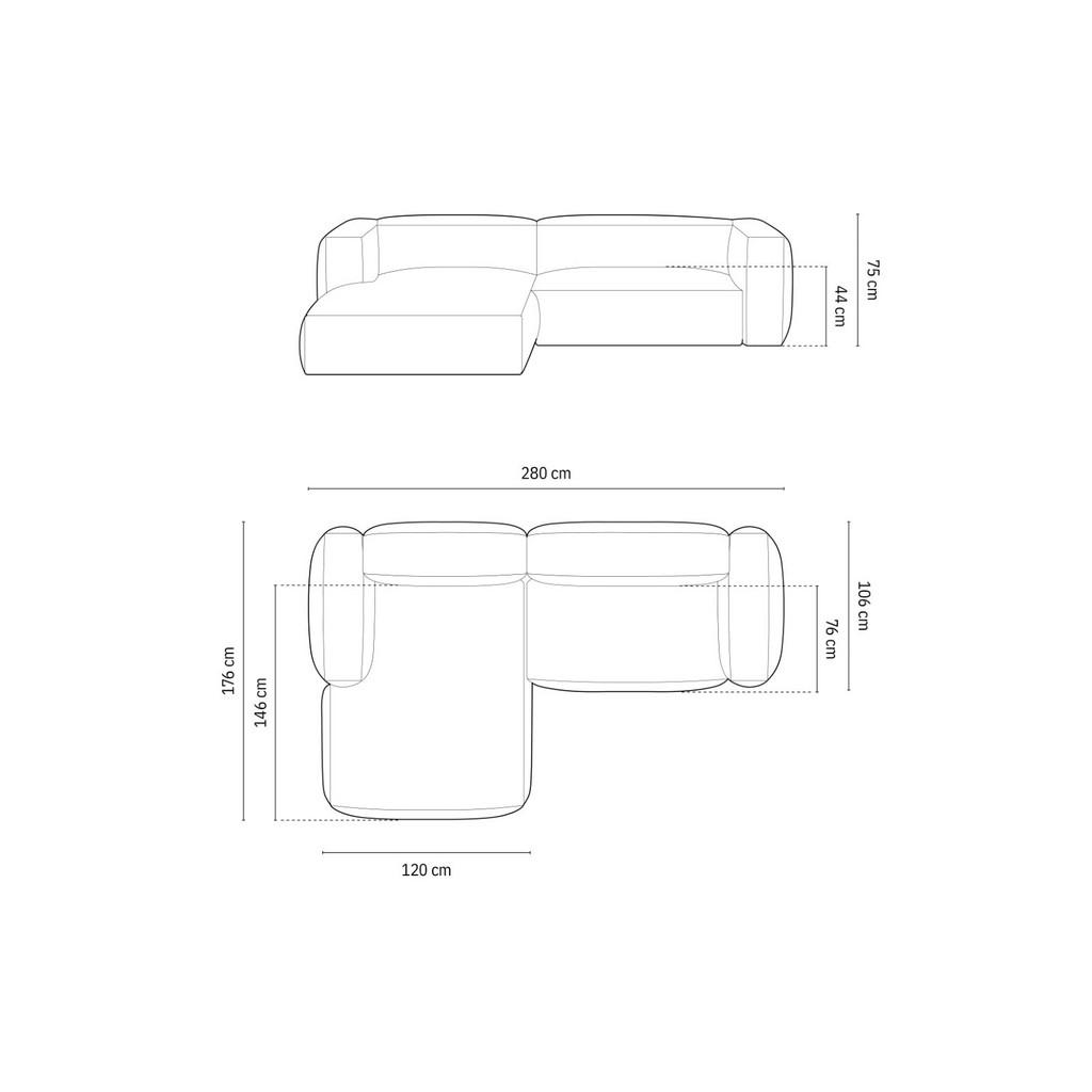 Thumbnail - Micadoni Ecksofa, Creme, Textil, 2-Sitzer, L-Form, 283x176 cm, Hergestellt in Europa, Wohnzimmer, Sofas & Couches, Wohnl...