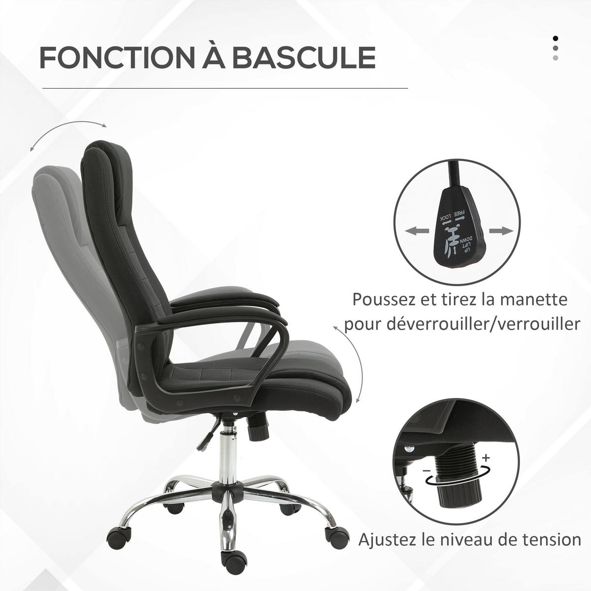 CHEFSESSEL DE-11643 ergonomisch höhenverstellbar 360° drehbar Schwarz - Schwarz, Textil (76/119/62cm) - ComfortXL