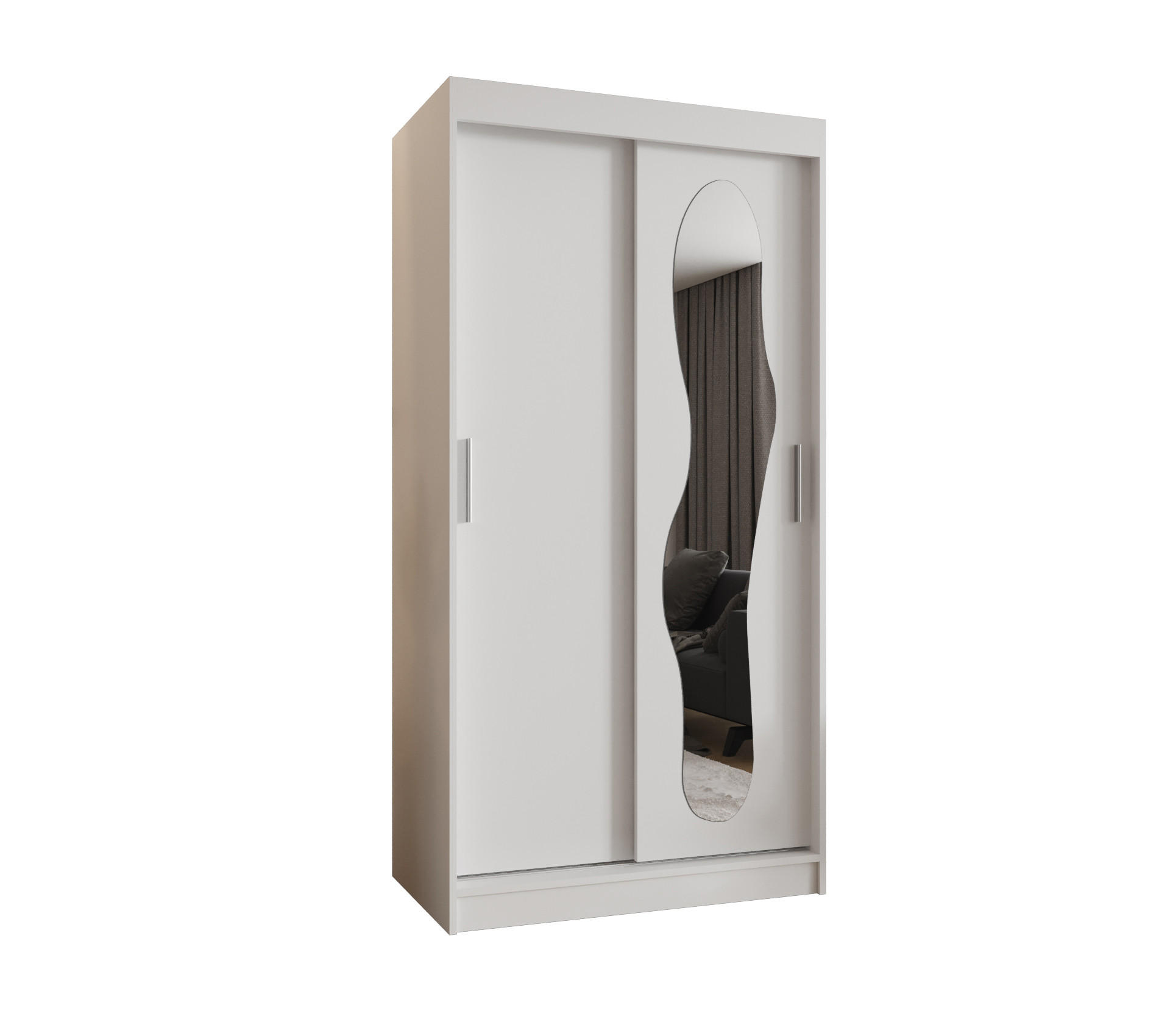 SCHWEBETÜRENSCHRANK 200/100/62 2-türig - Silberfarben/Weiß, Holz (100/200/62cm) - MÖBEL KRYSPOL