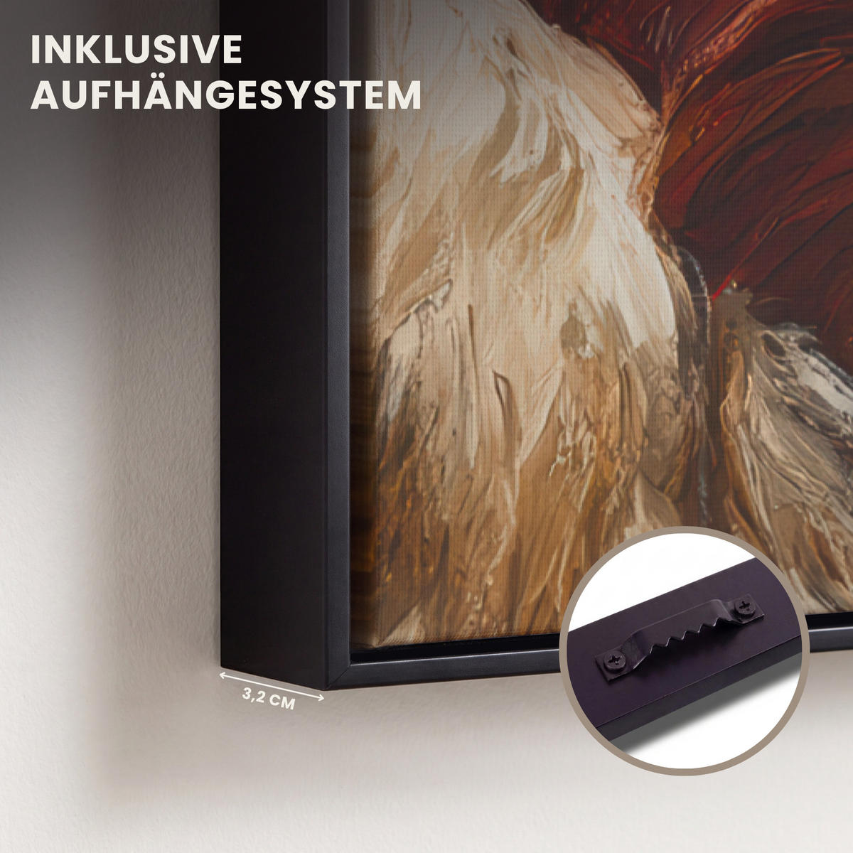 LEINWAND Bilder mit Rahmen - Weihnachtsmann - Rentier - Weihnachten - 60x90 - Rotbraun, Textil (60/90cm) - MuchoWow