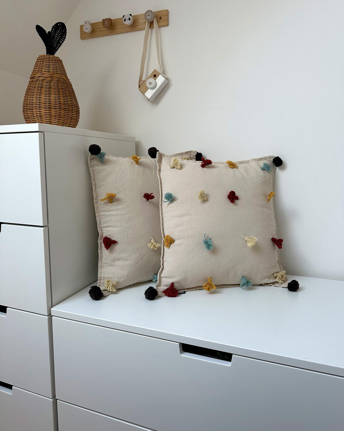 DEKOKISSEN 2er-Set Beige 45/45 cm Fussel - Beige/Multicolor, Textil (45/45cm) - Beliani