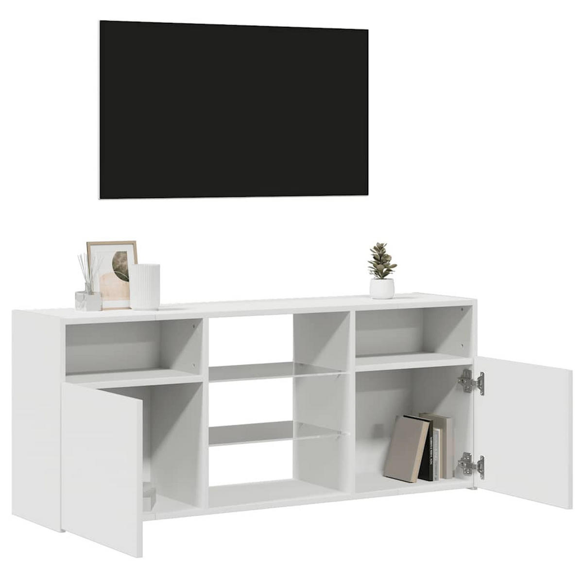 TV-SCHRANK Mit Led-Leuchten Weiß 120/30/50 Cm - Weiß, Holz (120/50/30cm) - vidaXL