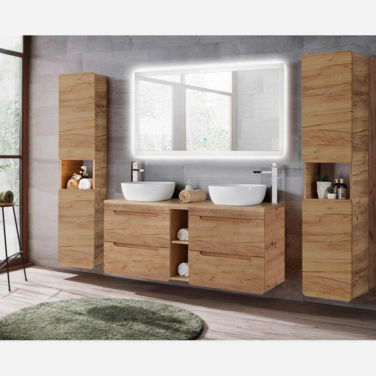 BADMÖBEL-SET 4-TLG. Luton-56 - Braun, Holzwerkstoff (240/200/46cm) - Lomado