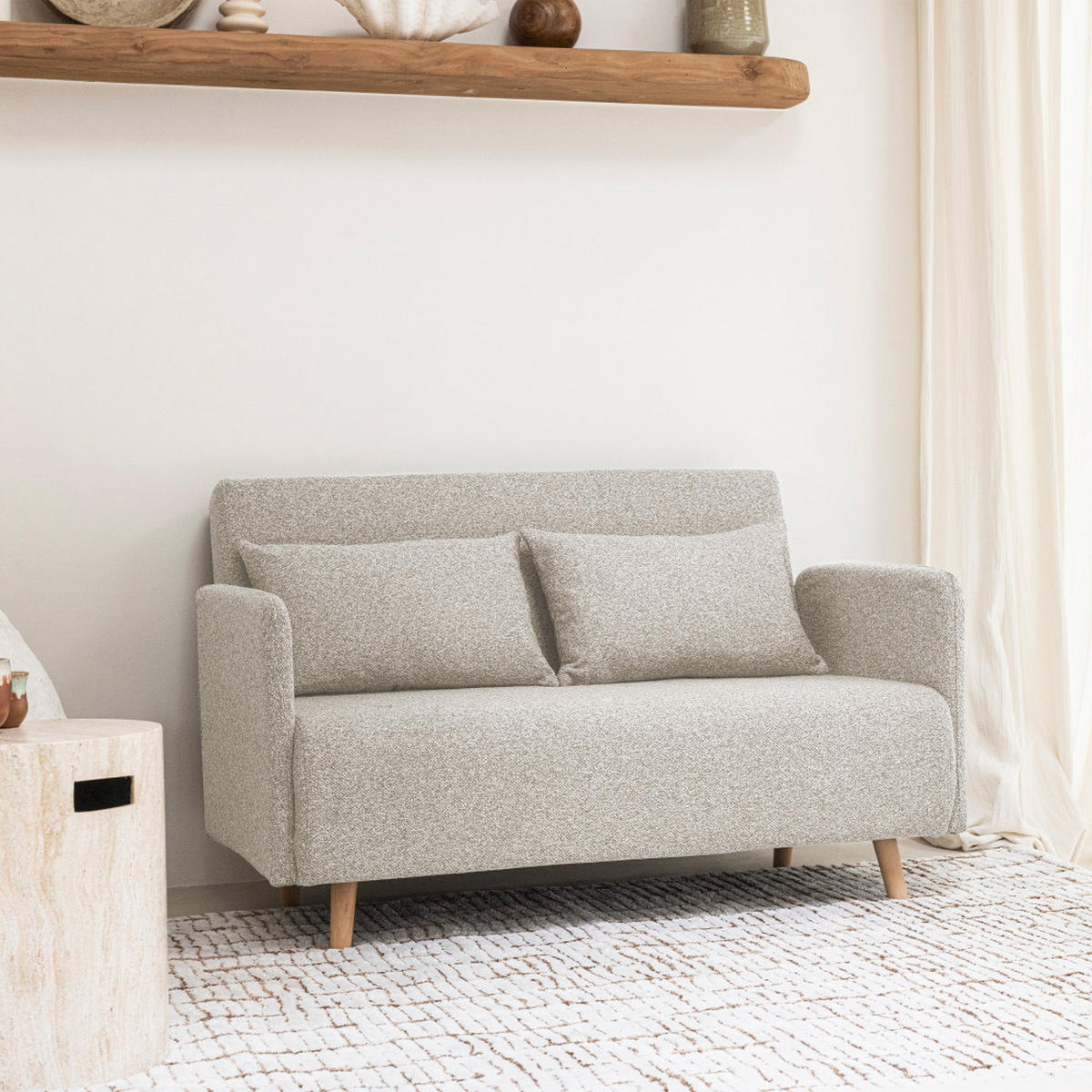 BETTSOFA - Beige - Beige, Textil (132/80/88cm) - Drawer