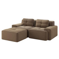 ECKSOFA cord in braun mit ottoman, rahmenlos & montagefrei - Walnussfarben, Textil (204/177cm) - Urban Meuble