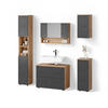 BADMÖBEL-SET Ronco Anthrazit gestreift 5 Teile - Eichefarben/Anthrazit, Holzwerkstoff (80/58/41cm) - Livinity®