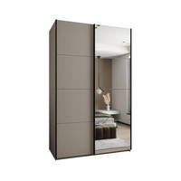SCHWEBETÜRENSCHRANK 245,5/160/64 2-türig - Kaschmir/Schwarz, Holz/Metall (160/245/64cm) - Abiks Möbel