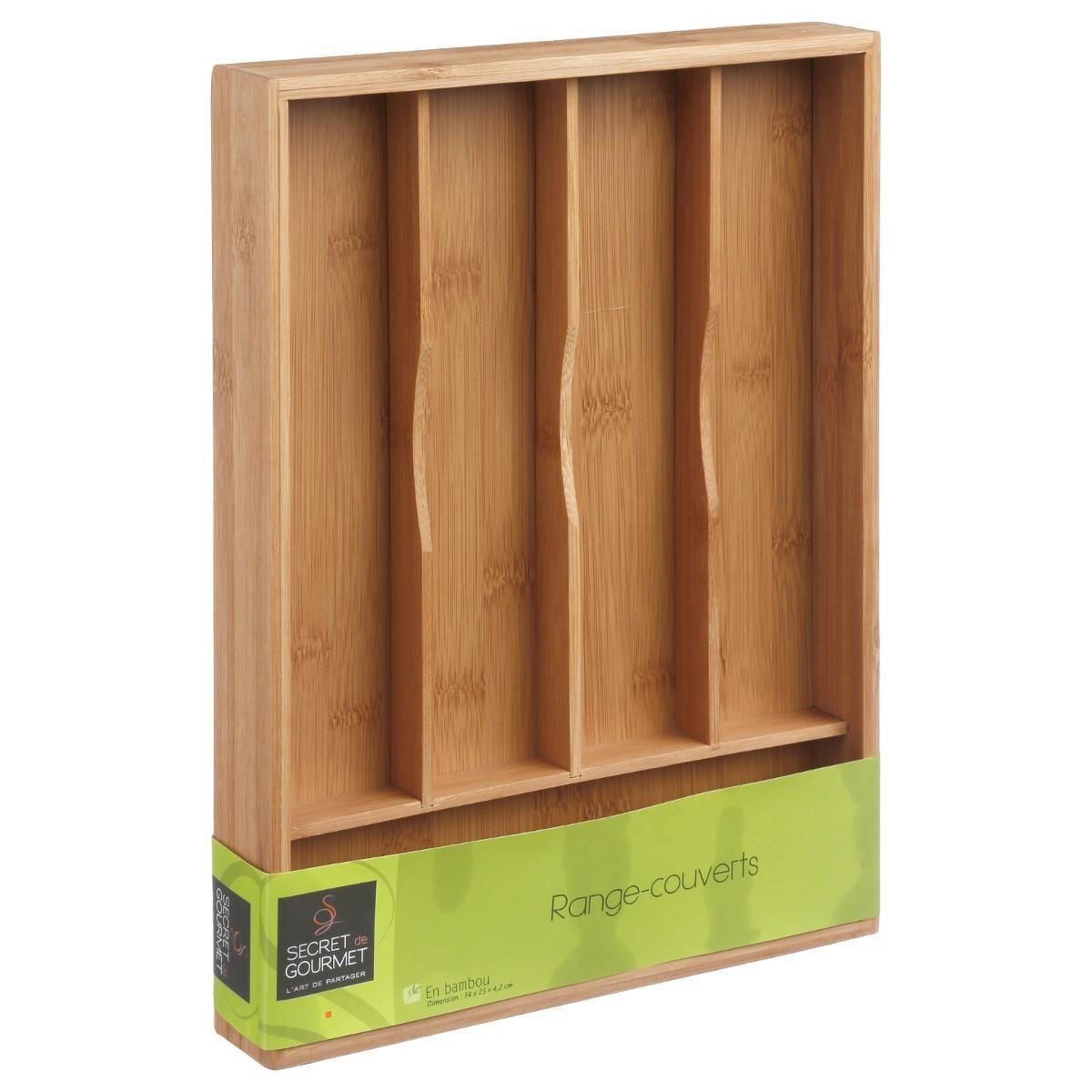 BESTECKKASTEN Schubladenminen - 5 Fächer 25/34/4,5 cm - Braun, Naturmaterialien (34/4.5/25cm) - 5five Simply Smart
