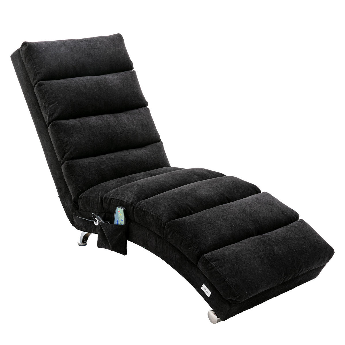 MASAŽNA FOTELJA u crnoj boji s funkcijom vibracije, od lana - srebrne boje/crna, drvni materijal/tekstil (55/84/148cm) - CHICFURN