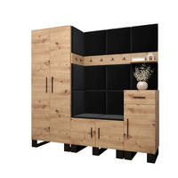 GARDEROBEN-SET 196/200/45,6 - Dunkelgrau/Schwarz, Holz/Kunststoff (200/196/45.6cm) - Abiks Möbel