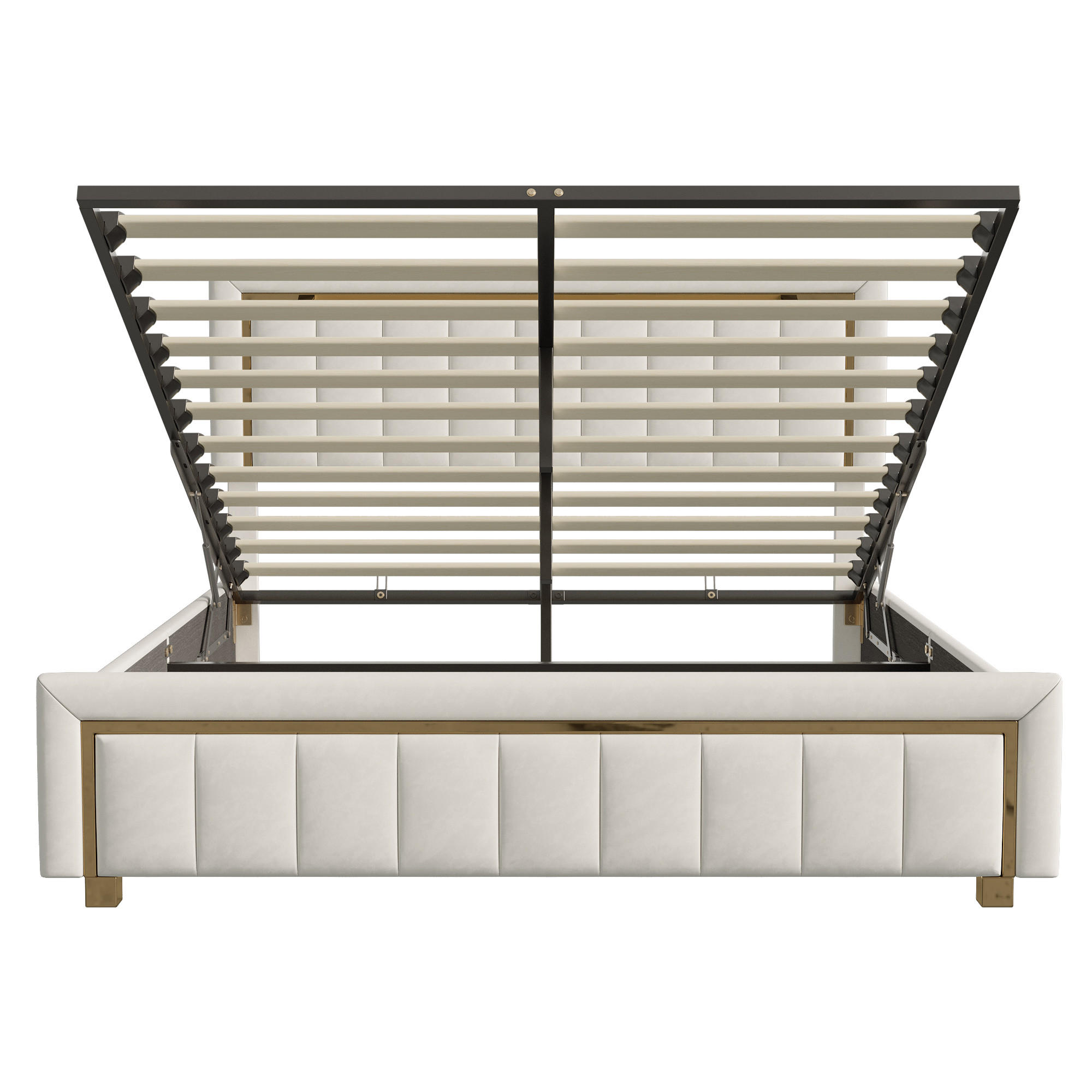 POLSTERBETT 160x200 cm Samt beige Stauraum hydraulisch Lattenrost - Beige, Metall (160/200cm)