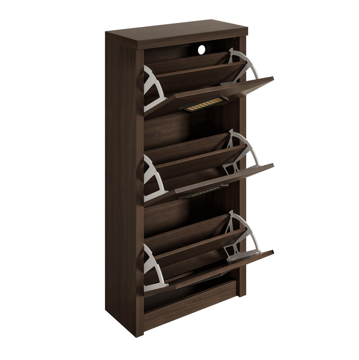 SCHUHSCHRANK 54/25/115 cm braun aus PB mit 3 Klappfächern - Naturfarben, Holzwerkstoff (54/115/25cm) - OKWISH