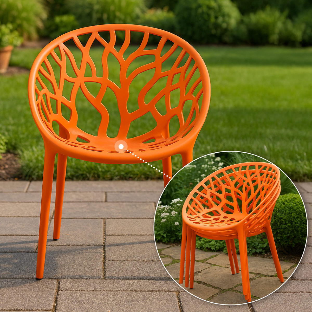 GARTENSTUHL Kunststoff Orange - Orange, Kunststoff (59/80/60cm) - CLP