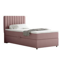BOXBETT Everest 90 x 200 cm Einzelbett mit hochwertiger Bonell-Matratze und Topper - Rosa, Holz (90/200cm) - Panda Möbel