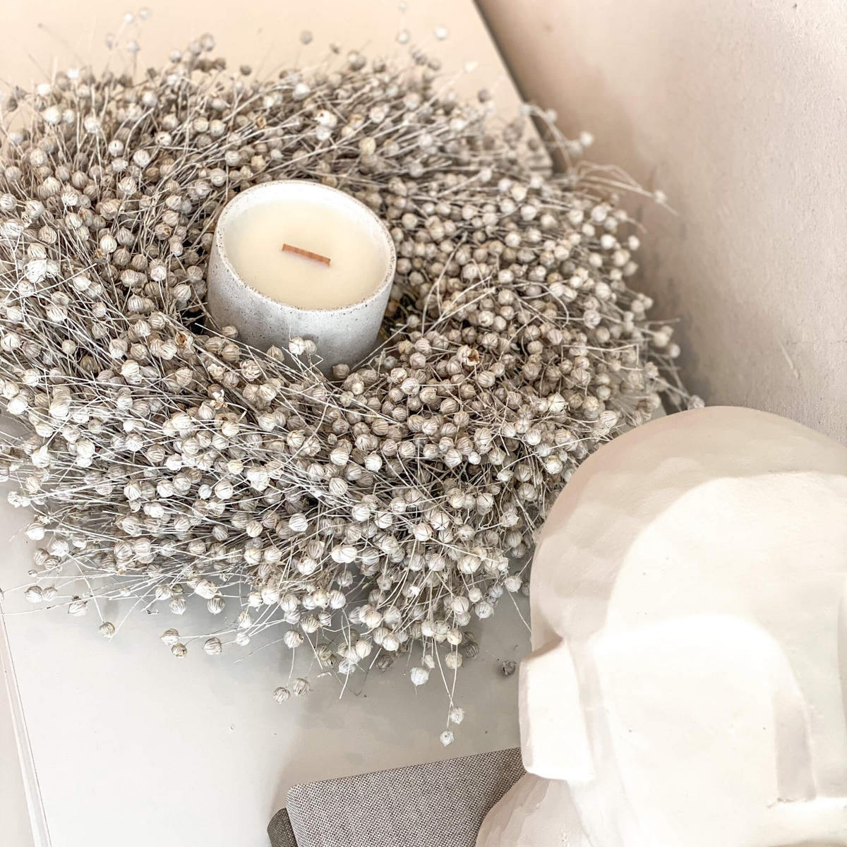 FLACHSKRANZ: Entdecke die Magie der Flachskränze – Dein Must-Have für dieses Jahr - weiß / 40 cm - Weiß, Naturmaterialien (40cm) - Lykke & You