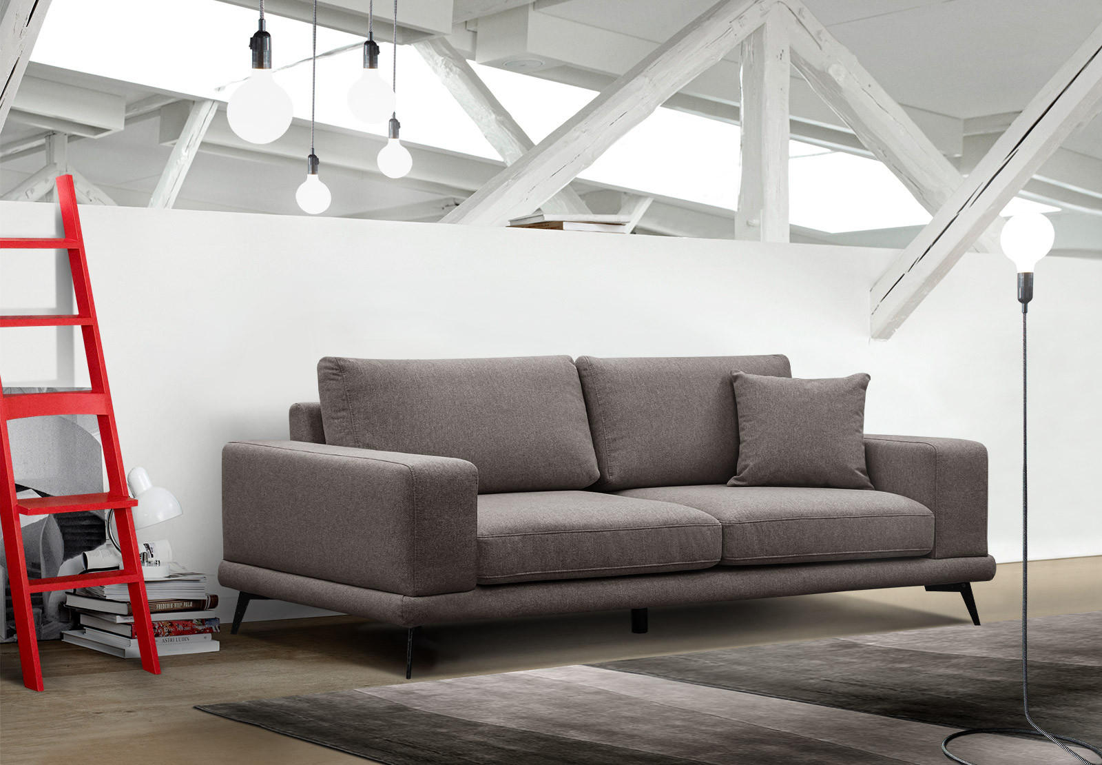 SOFA MEDIOLANE 3-Sitzer, braun - Braun, Holzwerkstoff/Textil (233/87/96cm) - Courtois Laville