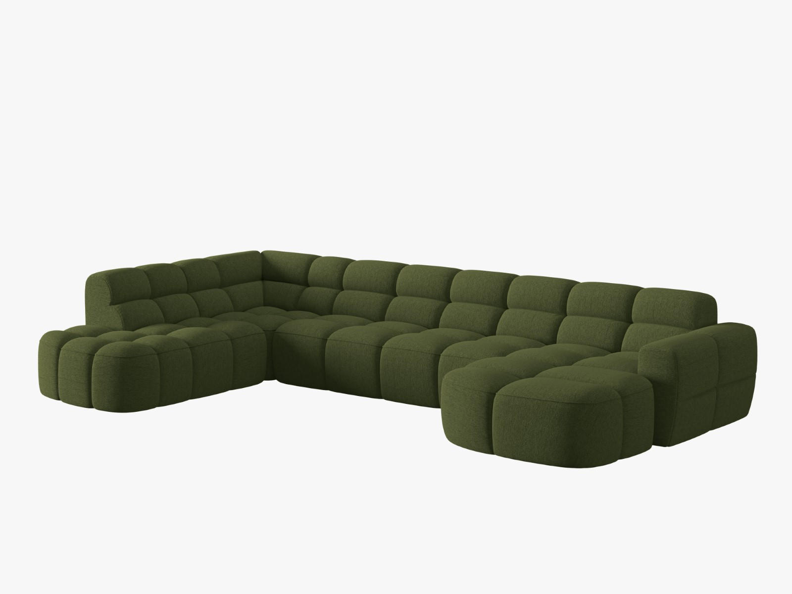 PANORAMASOFA links Lisa aus strukturiertem Stoff grün meliert 7 Sitzplätze - Grün, Textil (234/77/387cm) - Micadoni