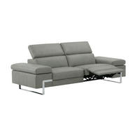3-SITZER Sofa Opera Echtleder mit 1 x Relaxfunktion Perlgrau - Hellgrau, Leder/Metall (223/75/109cm)