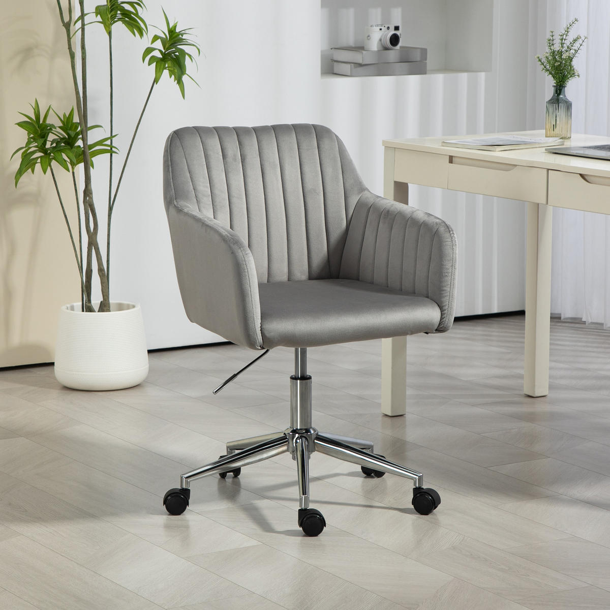 SCHREIBTISCHSTUHL OLIVER Grau - Silberfarben/Grau, Textil/Metall (55/85/53cm) - SVITA
