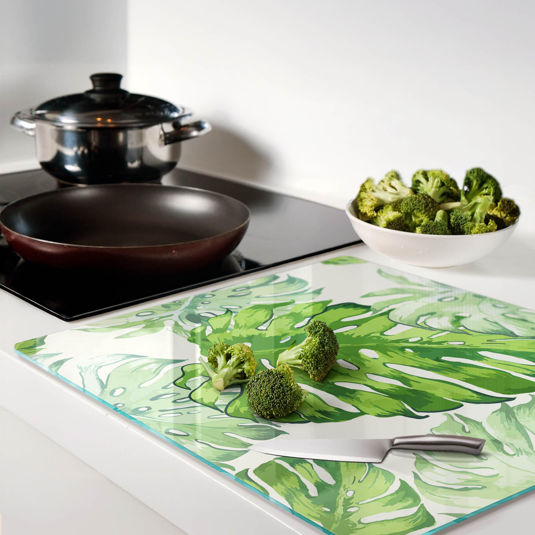 Thumbnail - Tulup Glasplatte, Grün, Glas, 60x0.4x52 cm, Küchen, Küchenelektrogeräte, Herde, Herdabdeckplatten