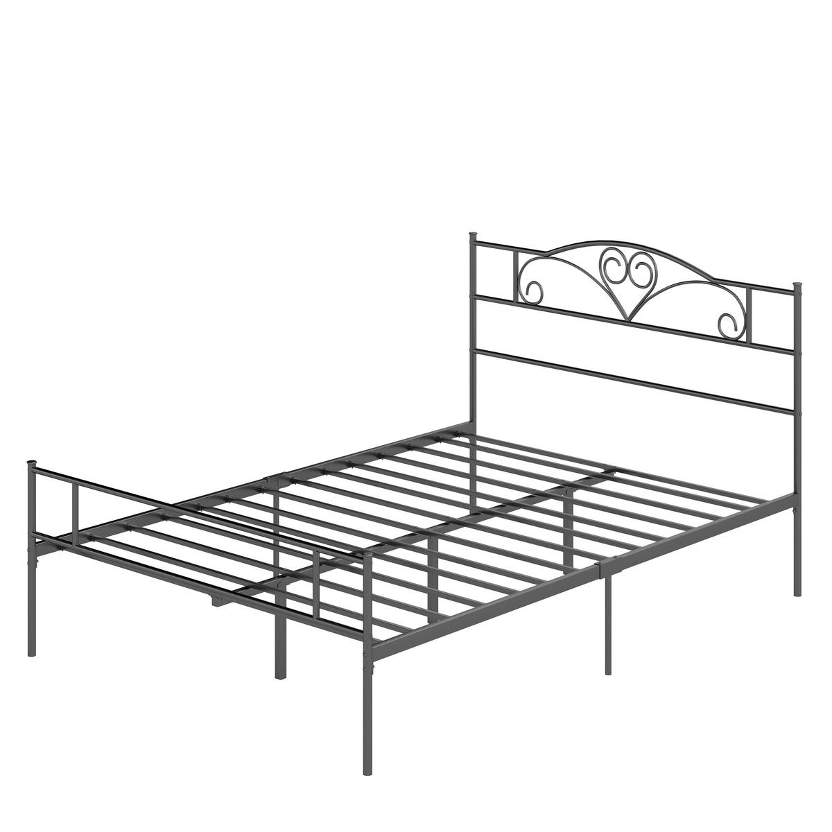 BETTGESTELL 140x200 cm DE-08201 mit Kopfteil, 300 kg belastbar Schwarz - Schwarz, Metall (140/200cm) - ComfortXL