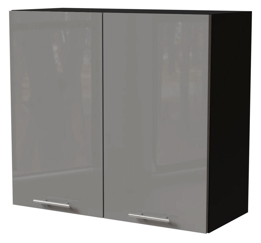 KÜCHENHÄNGESCHRANK Essen W3/80 Grau Hochglanz / Schwarz Matt 80 / 32,5 / 72cm - Schwarz/Grau, Holz/Holzwerkstoff (80/72/32.5cm) - Feldmann-Wohnen