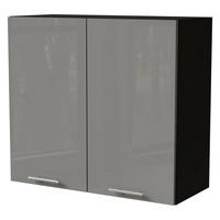 KÜCHENHÄNGESCHRANK Essen W3/80 Grau Hochglanz / Schwarz Matt 80 / 32,5 / 72cm - Schwarz/Grau, Holz/Holzwerkstoff (80/72/32.5cm) - Feldmann-Wohnen