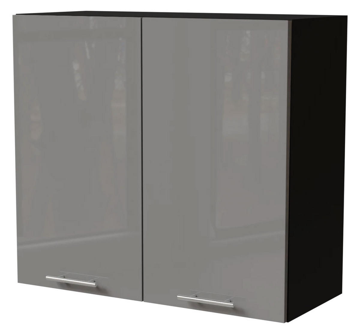 KÜCHENHÄNGESCHRANK Essen W3/80 Grau Hochglanz / Schwarz Matt 80 / 32,5 / 72cm - Schwarz/Grau, Holz/Holzwerkstoff (80/72/32.5cm) - Feldmann-Wohnen