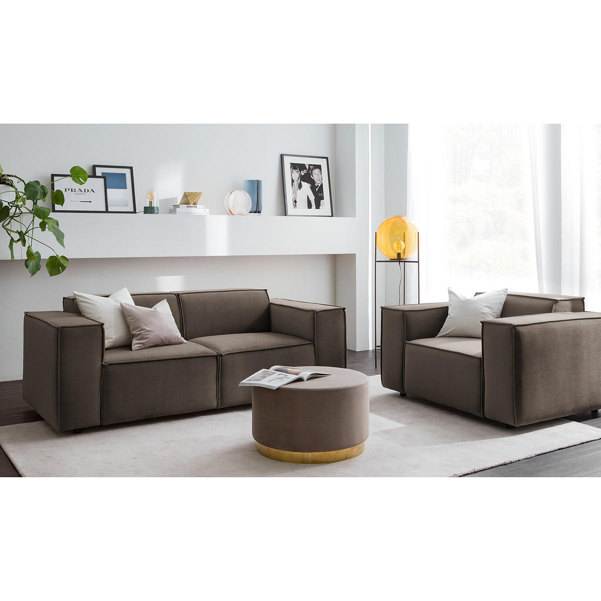 2-SITZER SOFA - Taupe, Textil (189/70/96cm) - home24