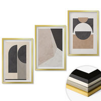 WANDBILDER 3er Set - 40x60 cm Goldrahmen - Abstrakte Formen beige braun - Goldfarben, Kunststoff (40/60cm) - ArtPrintCave