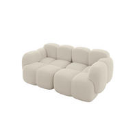 2-SITZER modulares Sofa Miko-S1 214x118x75 cm Beige Bouclé - Sandfarben/Schwarz, Holzwerkstoff/Kunststoff (214/75/118cm) - ALTDECOR
