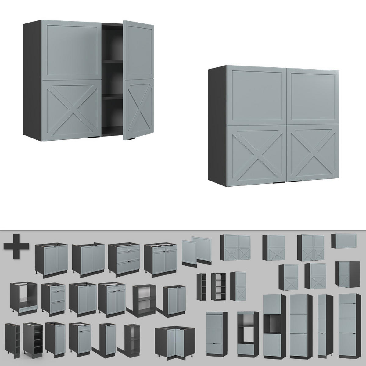 HÄNGESCHRANK Fame-Line Hellblau-grau 80 cm - Anthrazit/Hellblau, Holzwerkstoff (80/72/34.1cm) - Vicco